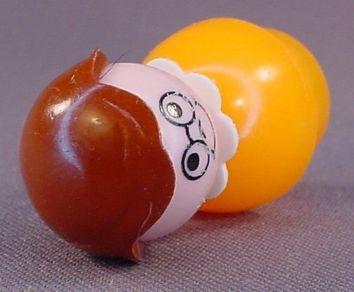 Fisher Price Vintage Girl With Brown Hair & Glasses, White Collar, Orange Body, 2550 School