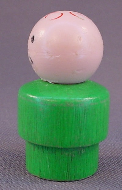 Fisher Price Vintage Baby With Red Hair, Green Wood Body, Plastic Head, 182 Jetliner