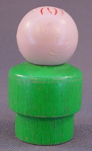 Fisher Price Vintage Baby With Red Hair, Green Wood Body, Plastic Head, 182 Jetliner