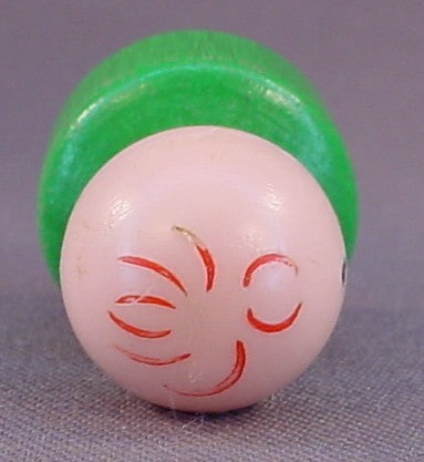 Fisher Price Vintage Baby With Red Hair, Green Wood Body, Plastic Head, 182 Jetliner