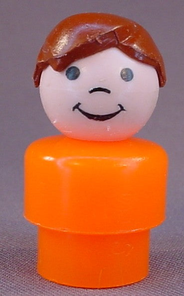 Fisher Price Vintage Boy With Brown Hair & Orange Body, Full Head Of Brown Hair, 952
