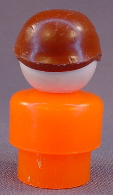 Fisher Price Vintage Boy With Brown Hair & Orange Body, Full Head Of Brown Hair, 952