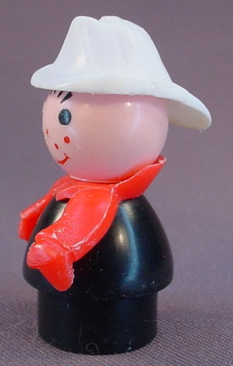 Fisher Price Vintage Fireman With Red Arms, Black Body, White Fire Fighter Hat