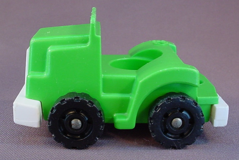 Fisher Price Vintage Green Single Seat Semi Truck Tractor With White Base, 1981-1984