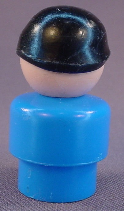 Fisher Price Vintage Boy With Asian Eyes, Full Head Of Molded Black Hair, Blue Body, 2504