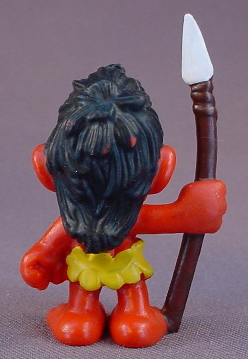 Jungle Smurf Holding A Spear PVC Figure, #20069, 1973 W. Germany, Peyo, Bully, Wild Smurf, Swoof Smurf, Schlips, Smurfs, Figurine