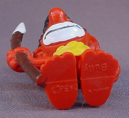 Jungle Smurf Holding A Spear PVC Figure, #20069, 1973 W. Germany, Peyo, Bully, Wild Smurf, Swoof Smurf, Schlips, Smurfs, Figurine