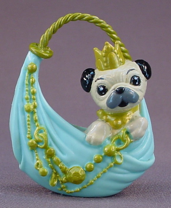 Barbie My Scene Light Blue Purse Or Tote With A Pug Dog Wearing A Crown, Fab Faces, Fashion Fever, My Scene Barbie