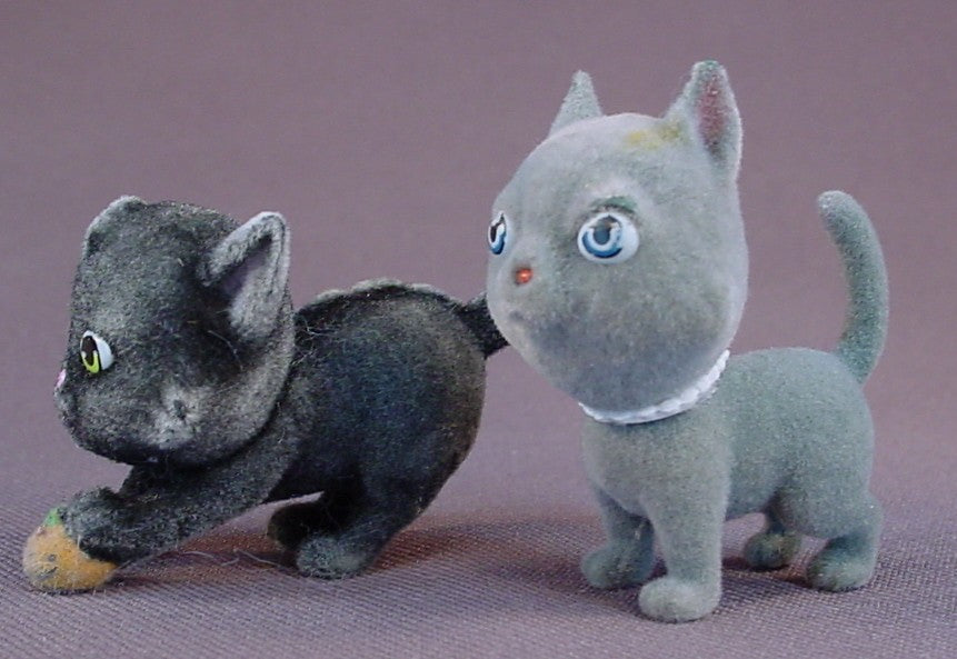 Kitty In My Pocket Pair Of Flocked Or Fuzzy Kitty Cats, Puppy In My Pocket, Vintage, Early 1990S, M. E. G., MEG