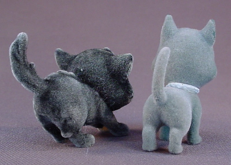 Kitty In My Pocket Pair Of Flocked Or Fuzzy Kitty Cats, Puppy In My Pocket, Vintage, Early 1990S, M. E. G., MEG