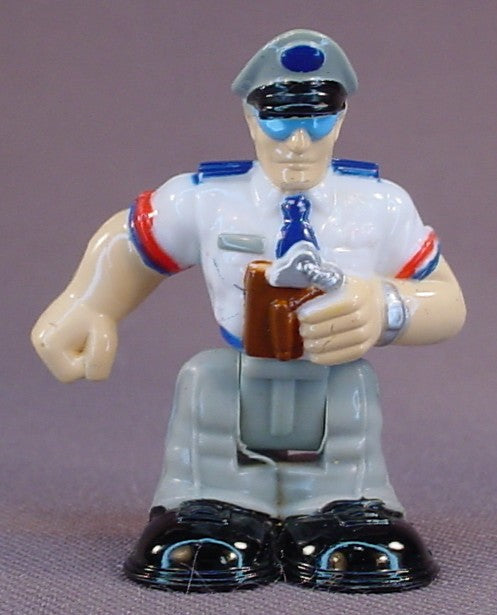Fisher Price Geotrax Policeman Figure, 2 Inches Tall, Geo Air Flyin' Airport Police Officer, #N0142, Bends At The Waist, 2007 Fisher Price Mattel