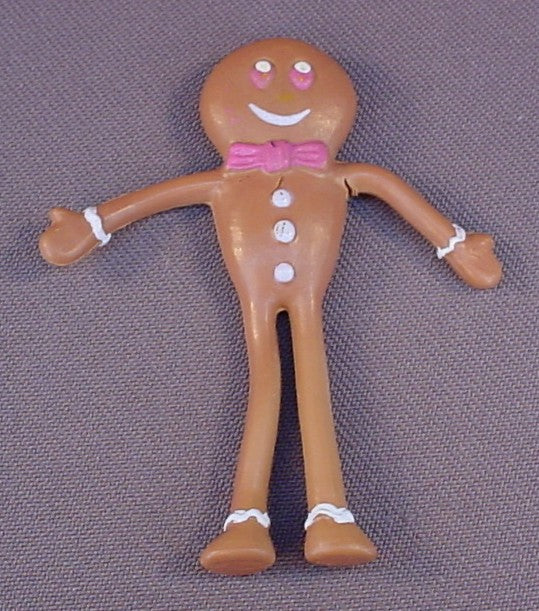 Gingerbread Man Bendy Figure, 2 3/4 Inches Tall, 1970's Or 1980's, Vintage, RINCO, Rhode Island Novelty Company