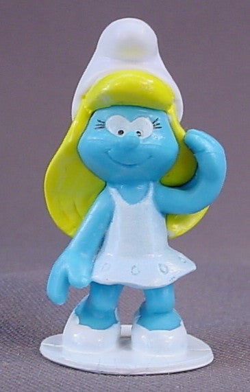 Smurfette Figure On A Round Base, 2 Inches Tall, 2013 Peyo, Smurf, Smurfs