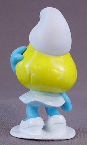 Smurfette Figure On A Round Base, 2 Inches Tall, 2013 Peyo, Smurf, Smurfs