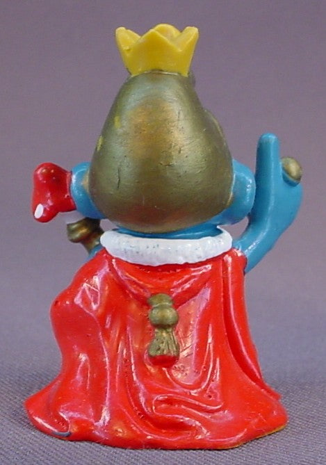 Emperor Smurf Wearing A Gold Hat And Holding A Mushroom Scepter PVC Figure, #20046, 1978 Peyo Schleich, W. Germany, Smurfs, Vintage, Figurine