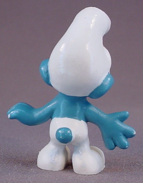 Brainy Smurf With Red Glasses PVC Figure, #20006, 1969 Peyo, W. Germany, Mustard Yellow Dot, Smurfs, Vintage, Figurine