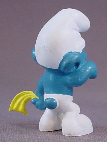 Crying Smurf With A Yellow Hankie PVC Figure, #20018, 1972 Peyo, W. Germany, Smurfs, Vintage, Figurine
