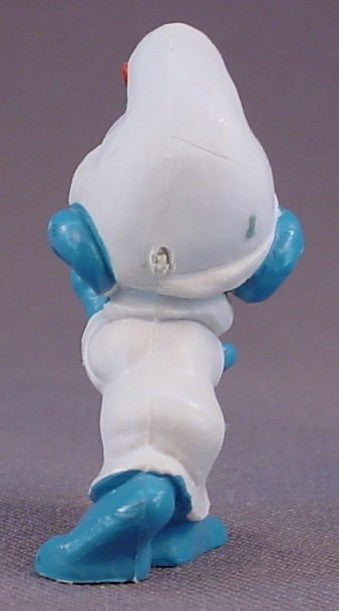 Sleep Walker Smurf PVC Figure, #20021, 1972 Peyo, W. Germany, Mustard Yellow Dot, Smurfs, Vintage, Figurine