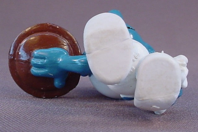 Waiter Smurf Carrying A White Cup On A Brown Tray PVC Figure, #20162, 1983 Peyo Schleich, W. Berrie & Co., Made In Hong Kong, Smurfs, Vintage, Figurine