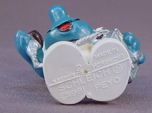 CB Radio Operator Smurf With Silver Headphones PVC Figure, Black Antenna On The Radio, #20143, 1981 Peyo Schleich, W. Berrie & Co., Made In Hong Kong, Smurfs, Vintage, Figurine