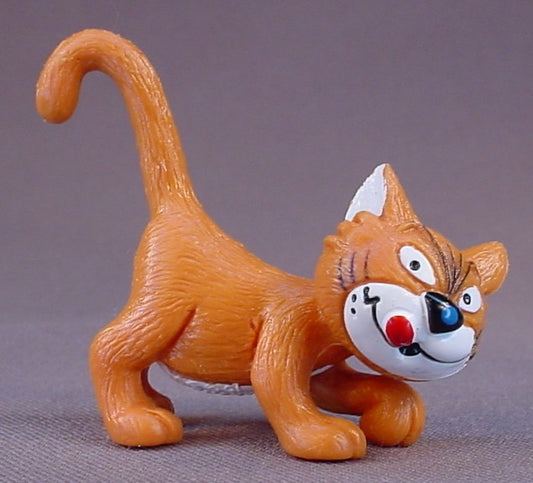 Sneaky Azrael Cat PVC Figure, Gargamel's Pet, Unpainted Variation, No Nick In The Right Ear, Light Orange, #20411, 1992 Peyo Schleich, Germany, Smurfs, Vintage, Figurine