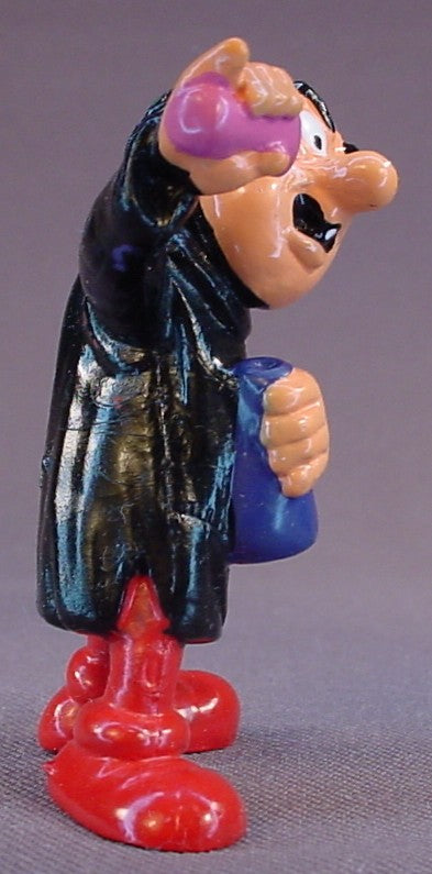 Gargamel With Lab Bottles PVC Figure, Pink Bottle Variation, Super Smurfs Series, #40211, 1982 Peyo Schleich, Germany, Villain, Smurfs, Vintage, Figurine