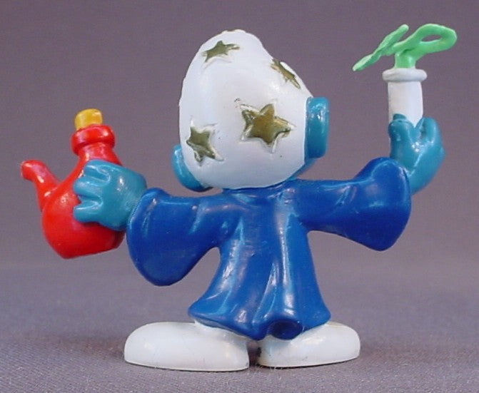 Alchemist Smurf Holding A Potion PVC Figure, #20116, 1980 Peyo Bully, West Germany, Smurfs, Vintage, Figurine