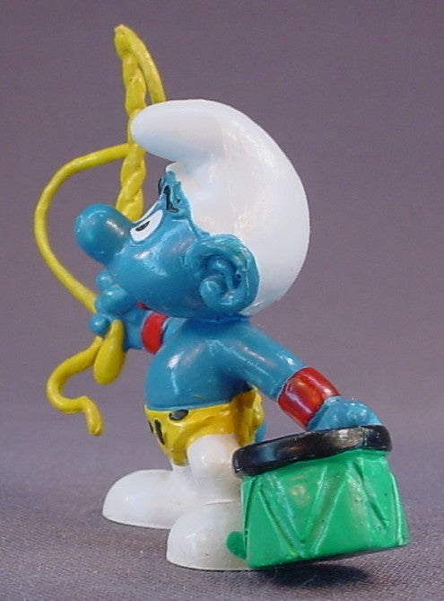 Lion Tamer Smurf With A Yellow Whip & Leopard Skin Loin Cloth PVC Figure, #20115, 1980 Peyo Bully, West Germany, Smurfs, Vintage, Figurine