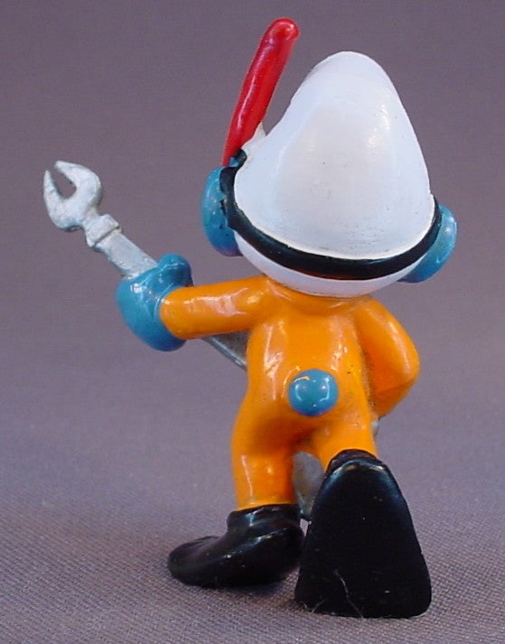 Frogman Smurf With A Snorkel & Spear Gun PVC Figure, #20120, 1980 Peyo Bully, West Germany, Smurfs, Vintage, Figurine