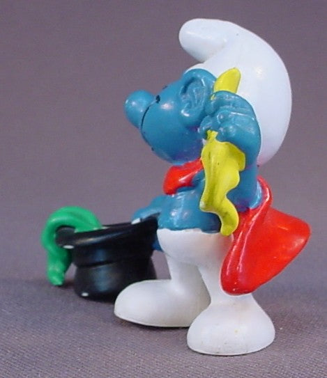 Magician Smurf With A Black Top Hat PVC Figure, #20114, 1981 Peyo Bully, West Germany, Smurfs, Vintage, Figurine
