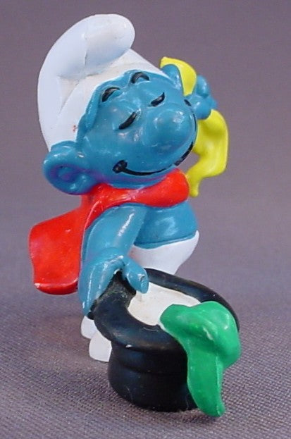 Magician Smurf With A Black Top Hat PVC Figure, #20114, 1981 Peyo Bully, West Germany, Smurfs, Vintage, Figurine