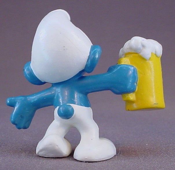 Smurf With A Stein Of Beer PVC Figure, #20078, 1974 Peyo Bully, West Germany, Smurfs, Vintage, Figurine
