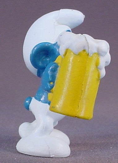 Smurf With A Stein Of Beer PVC Figure, #20078, 1974 Peyo Bully, West Germany, Smurfs, Vintage, Figurine