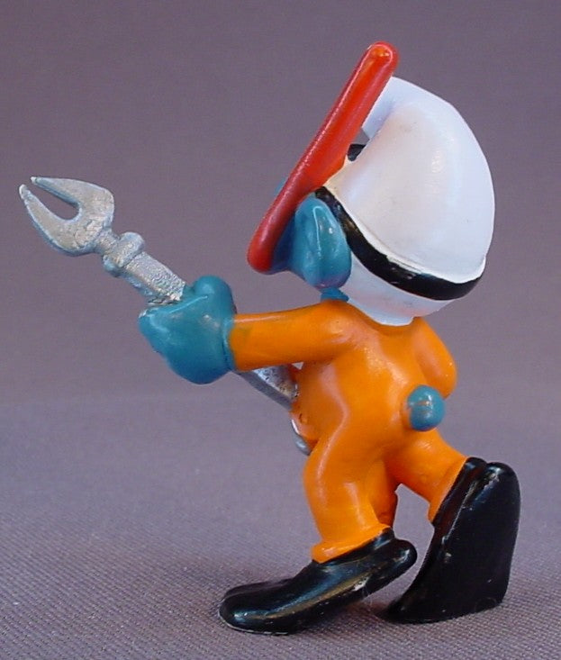 Frogman Smurf With A Snorkel & Spear Gun PVC Figure, #20120, 1980 Peyo Bully, West Germany, Smurfs, Vintage, Figurine