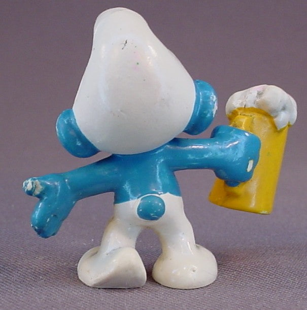 Smurf With A Stein Of Beer PVC Figure, #20078, 1974 Peyo Bully, West Germany, Smurfs, Vintage, Figurine, Has Red Marks