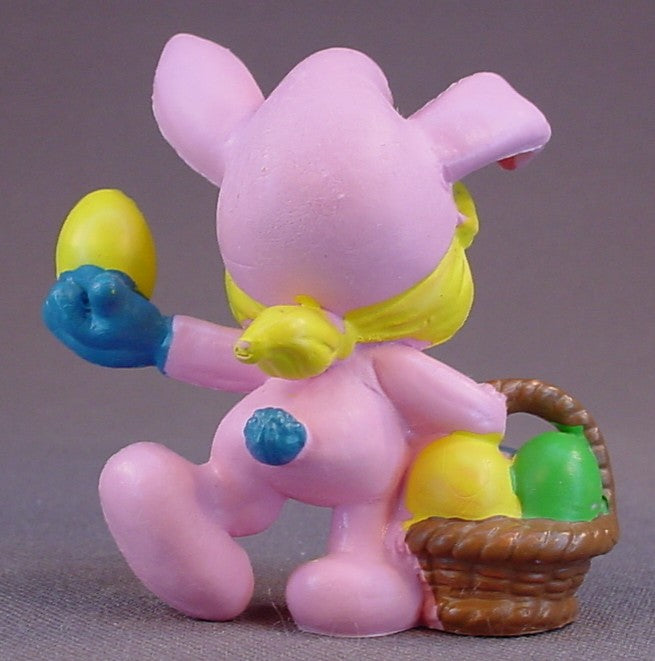 Smurfette In A Pink Easter Bunny Suit PVC Figure, #20497, 1983 Peyo Schleich, Made In Portugal, Smurfs, Vintage, Figurine