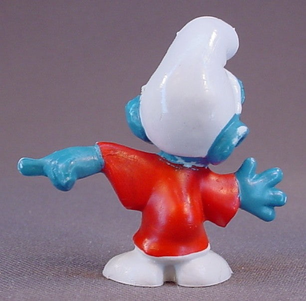 Judge Brainy Smurf In A Red Robe PVC Figure, #20016, 1971 Peyo, Made In Portugal, Smurfs, Vintage, Figurine, Yellow Sot