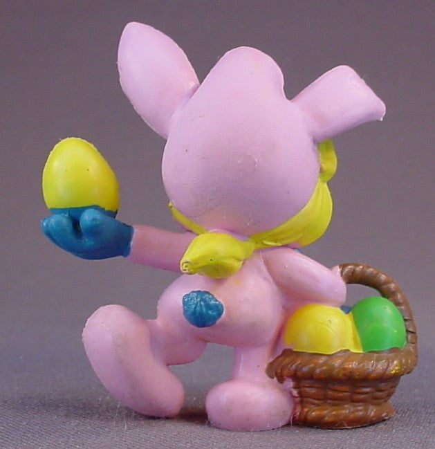 Smurfette In A Pink Easter Bunny Suit PVC Figure, #20497, 1982 Peyo Schleich, Made In Portugal, Smurfs, Vintage, Figurine
