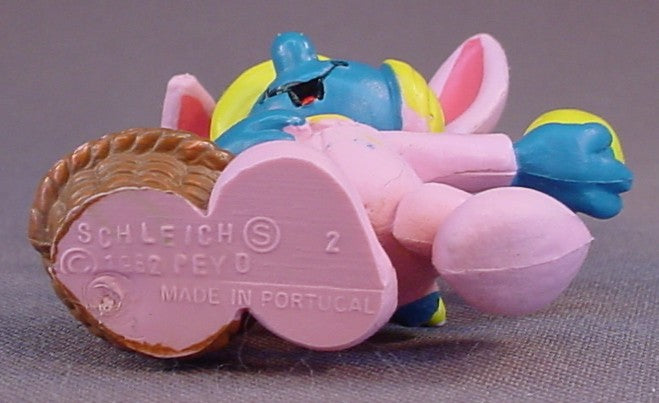 Smurfette In A Pink Easter Bunny Suit PVC Figure, #20497, 1982 Peyo Schleich, Made In Portugal, Smurfs, Vintage, Figurine