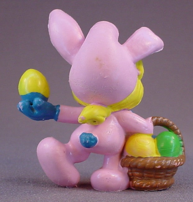 Smurfette In A Pink Easter Bunny Suit PVC Figure, #20497, 1983 Peyo Schleich, Made In Portugal, Smurfs, Vintage, Figurine