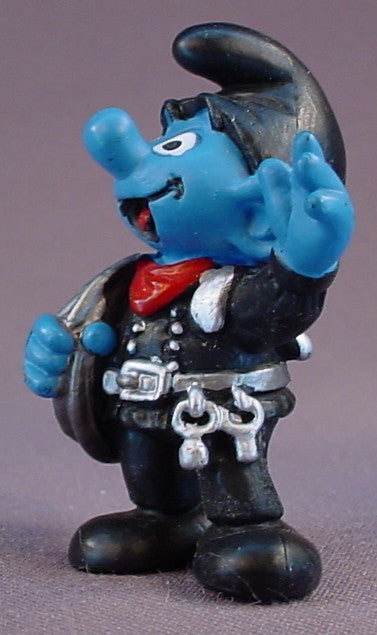 Chimney Sweep Smurf Wearing Black Clothes & Hat PVC Figure, #20467, 1999 Peyo Schleich Germany, Made In China, Smurfs, Vintage, Figurine