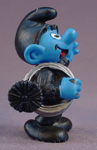 Chimney Sweep Smurf Wearing Black Clothes & Hat PVC Figure, #20467, 1999 Peyo Schleich Germany, Made In China, Smurfs, Vintage, Figurine