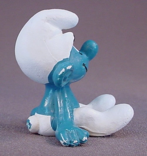 Smurf In A Sitting Position PVC Figure, Large Face Variation, #20026, 1978 Peyo Schleich, Smurfs, Vintage, Figurine