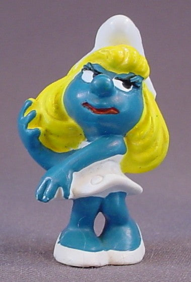 Smurfette With Her Hand In Her Hair PVC Figure, 1979 Peyo Bully, Smurfs, Vintage, Figurine