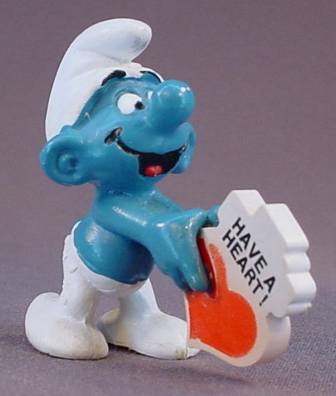 Have A Heart For Kids Promotional PVC Figure, #20125, 1979 Peyo, Smurfs, Vintage, Figurine, Mustard Yellow Dot