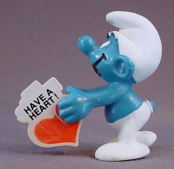 Have A Heart For Kids Promotional PVC Figure, #20125, 1979 Peyo, Smurfs, Vintage, Figurine, Mustard Yellow Dot