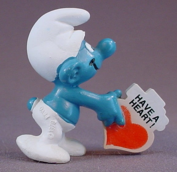 Have A Heart For Kids Promotional PVC Figure, #20125, 1979 Peyo, Smurfs, Vintage, Figurine, Mustard Yellow Dot