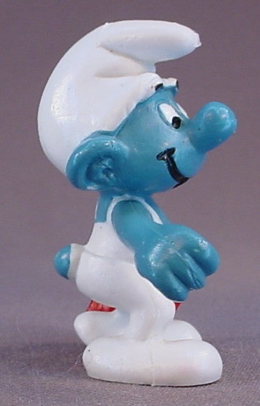 National Petrol Gas Station Attendant Promotional PVC Figure, Peyo Schleich, Smurfs, Vintage, Figurine, Yellow Or Orange Dot