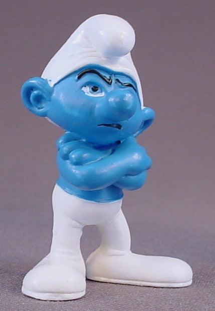Grouchy Smurf PVC Figure From The Smurfs Movie Series, #20733, 2011 Peyo Schleich, Made In Germany, Smurfs, Vintage, Figurine