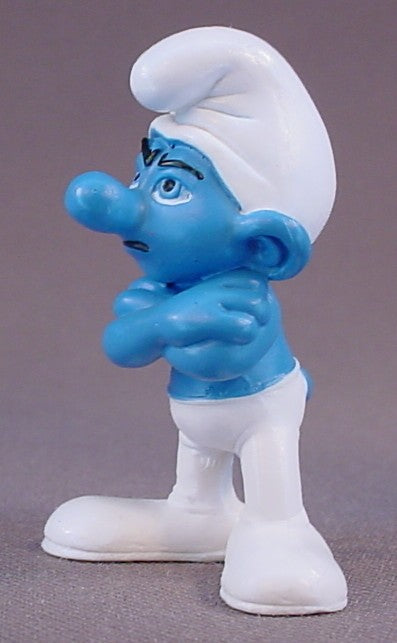 Grouchy Smurf PVC Figure From The Smurfs Movie Series, #20733, 2011 Peyo Schleich, Made In Germany, Smurfs, Vintage, Figurine
